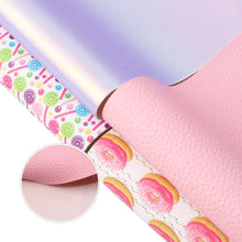 Load image into Gallery viewer, Donut Vegan Leather 6 pc Set – Sweet and Fun Faux Leather for Crafting Projects