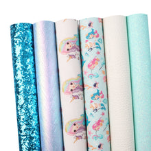 Load image into Gallery viewer, Blue Mermaid Vegan Leather 6 pc Set – Magical and Mystical Faux Leather Crafting Material