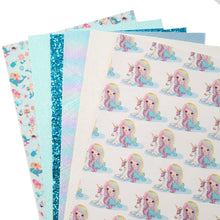 Load image into Gallery viewer, Blue Mermaid Vegan Leather 6 pc Set – Magical and Mystical Faux Leather Crafting Material