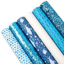 Load image into Gallery viewer, Marine Life Vegan Leather 6 pc Set – Ocean-Inspired Faux Leather for Craft Projects