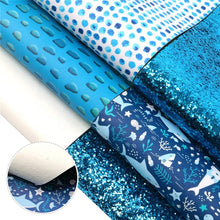 Load image into Gallery viewer, Marine Life Vegan Leather 6 pc Set – Ocean-Inspired Faux Leather for Craft Projects