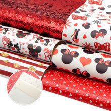 Load image into Gallery viewer, Minnie Mouse Vegan Leather Set – 8 Piece Faux Leather Sheets for Crafting & DIY Projects