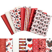 Load image into Gallery viewer, Minnie Mouse Vegan Leather Set – 8 Piece Faux Leather Sheets for Crafting & DIY Projects