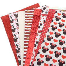 Load image into Gallery viewer, Minnie Mouse Vegan Leather Set – 8 Piece Faux Leather Sheets for Crafting & DIY Projects