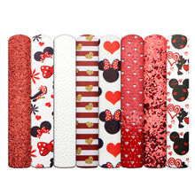 Load image into Gallery viewer, Minnie Mouse Vegan Leather Set – 8 Piece Faux Leather Sheets for Crafting & DIY Projects