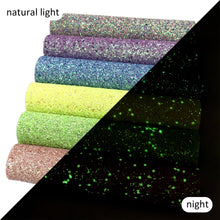 Load image into Gallery viewer, Glow In The Dark Vegan Leather Set – 6-Piece Faux Leather Sheets for Crafting