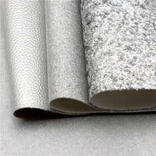 Load image into Gallery viewer, Silver Vegan Leather 8 pc Set – Sleek Faux Leather Sheets for Modern Crafting