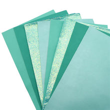 Load image into Gallery viewer, Totally Teal Vegan Leather 4 pc Set – Bold Faux Leather Sheets for Eye-Catching Crafts