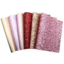 Load image into Gallery viewer, Glitter & Shiny Vegan Leather Set – 6-Piece Faux Leather Sheets for Crafting