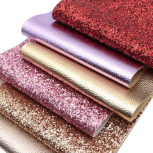 Load image into Gallery viewer, Glitter & Shiny Vegan Leather Set – 6-Piece Faux Leather Sheets for Crafting