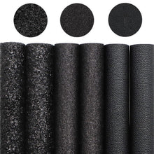 Load image into Gallery viewer, Black Vegan Leather 6 pc Set – Timeless Elegance Faux Leather for Crafting Projects