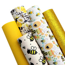Load image into Gallery viewer, Bee-autiful Vegan Leather 6 pc Set – Sweet Designs Faux Leather for Buzz-Worthy Crafts