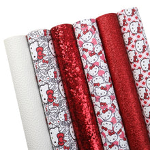 Load image into Gallery viewer, Cute Kitty Vegan Leather 6 pc Set – Adorable Faux Leather for Craft Projects