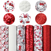 Load image into Gallery viewer, Cute Kitty Vegan Leather 6 pc Set – Adorable Faux Leather for Craft Projects