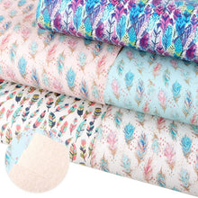 Load image into Gallery viewer, Boho Feathers Vegan Leather 5 pc Set – Artistic Flair Faux Leather for Unique Creations