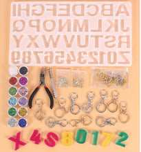 Load image into Gallery viewer, 117 Piece Alphabet Key Chain Mold Kit – DIY Resin Mold Set with Letters & Keychain Accessories