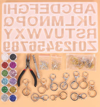 Load image into Gallery viewer, 117 Piece Alphabet Key Chain Mold Kit – DIY Resin Mold Set with Letters & Keychain Accessories