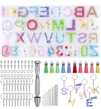 Load image into Gallery viewer, 172 Piece Alphabet Key Chain Mold Kit – Complete DIY Resin Mold Set with Letters & Accessories