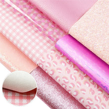 Load image into Gallery viewer, Pink Leopard Vegan Leather Set – 7 Piece Faux Leather Sheets for Crafting & DIY Projects