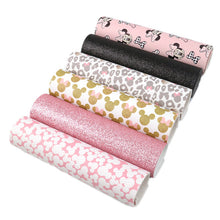 Load image into Gallery viewer, Minnie Mouse Leopard Vegan Leather Set – 8 Piece Faux Leather Sheets for Crafting & DIY