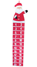Load image into Gallery viewer, Santa Felt Hanging Advent Calendar – 24 Pocket Countdown to Christmas