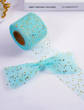 Load image into Gallery viewer, Metallic Star Tulle – Aqua for Elegant Craft Decorations