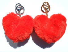 Load image into Gallery viewer, Heart Pom-Poms Keychains – 13 Colors for DIY Crafts & Accessories