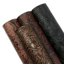 Load image into Gallery viewer, Floral Embossed Vegan Leather – Elegant Textured PU Faux Leather for Crafts