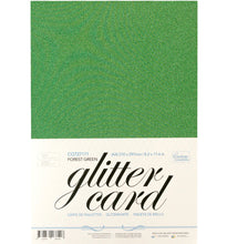 Load image into Gallery viewer, 250gsm Glitter Cardstock – Forest Green – Pack of 15 A4 Sheet for Crafts & DIY Projects