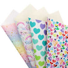 Load image into Gallery viewer, Rainbows & Hearts Vegan Leather – 6 Piece PU Faux Leather Sheet Set for Crafts