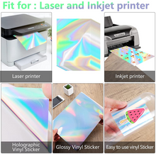 Load image into Gallery viewer, Textured Holographic Printable Self Adhesive Vinyl – Pack of 50 Stunning Holographic Sheets for Creative Projects