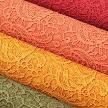 Load image into Gallery viewer, Lace Textured Vegan Leather – 8 Piece PU Faux Leather Sheet Set for Crafts