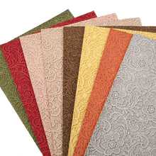Load image into Gallery viewer, Lace Textured Vegan Leather – 8 Piece PU Faux Leather Sheet Set for Crafts