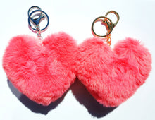 Load image into Gallery viewer, Heart Pom-Poms Keychains – 13 Colors for DIY Crafts & Accessories