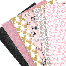 Load image into Gallery viewer, Minnie Mouse Leopard Vegan Leather Set – 8 Piece Faux Leather Sheets for Crafting & DIY