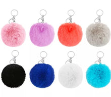 Load image into Gallery viewer, Pom-Poms Keychains – 4 Vibrant Colors for DIY Crafts & Accessories