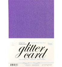 Load image into Gallery viewer, 250gsm Glitter Cardstock – Purple Blue – Pack of 15 A4 Sheet for Crafts & DIY Projects
