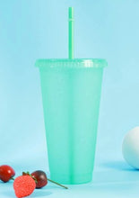 Load image into Gallery viewer, Glitter Detail Drinking Cup Tumbler – 700ml Reusable Cup with Straw