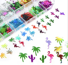 Load image into Gallery viewer, Tropical Sequins – Flamingos, Palm Trees & Cacti Mix for Crafts, Resin & DIY Projects