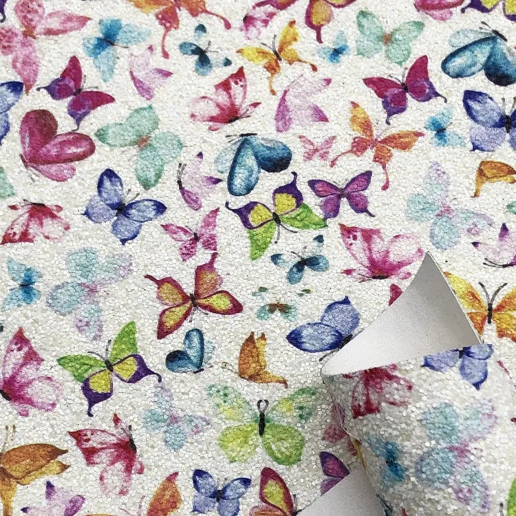 Chunky Glitter Butterflies Vegan Leather