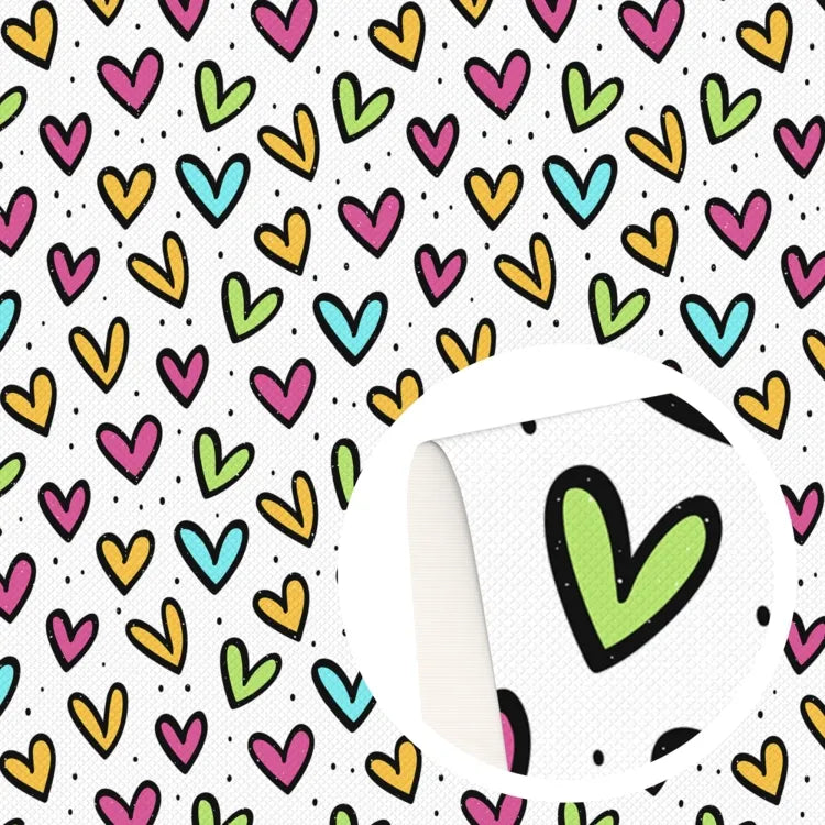 Bordered Hearts Vegan Leather