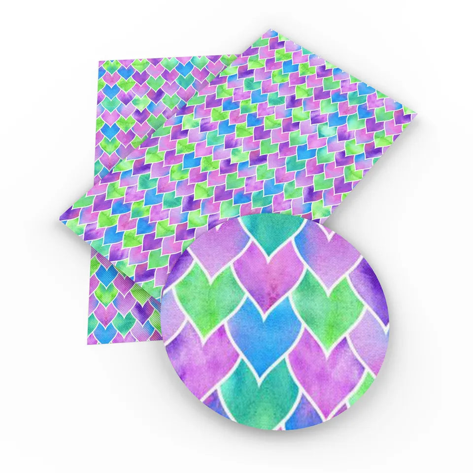 Lime & Purple Leaf Tiles Vegan Leather