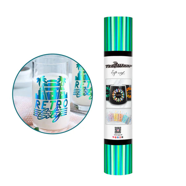 Holographic Glossy Rainbow Craft Vinyl – 4 Colors Available | Vibrant Reflective Adhesive Vinyl