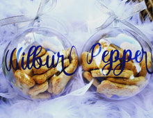 Load image into Gallery viewer, Personalized &amp; Filled Christmas Baubles for Dogs
