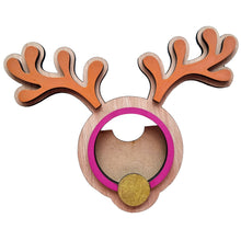 Load image into Gallery viewer, Handmade Wooden Reindeer Photo Frame with Magnets – Assembled or DIY Kit

