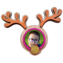 Load image into Gallery viewer, Handmade Wooden Reindeer Photo Frame with Magnets – Assembled or DIY Kit
