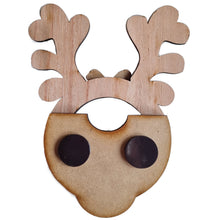Load image into Gallery viewer, Handmade Wooden Reindeer with Bow Photo Frame with Magnets – Assembled or DIY Kit
