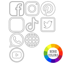 Load image into Gallery viewer, Social Media Icons Acrylic Disc - Chunky Glitter Colors
