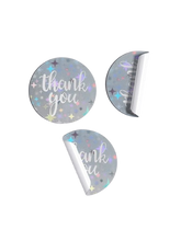 Load image into Gallery viewer, Holographic Star Thank You Sticker Roll – Vibrant &amp; Shimmering Craft Stickers
