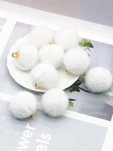 Load image into Gallery viewer, Fluffy White Button Pom Pom Charms

